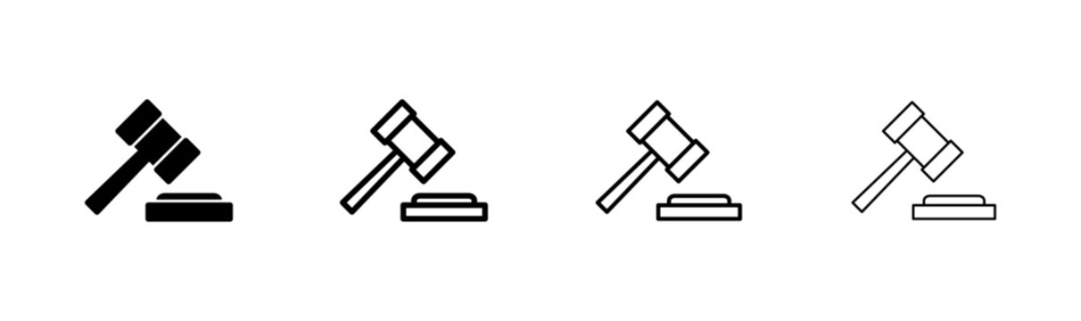 Gavel icon logo design. judge gavel sign and symbol. law icon. auction hammer