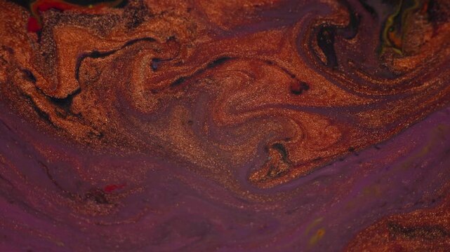 Dark luxury abstract fluid background with flowing gold and red paint texture, fluid art video
