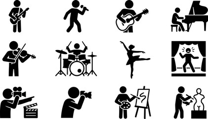 Set of creative arts and performing arts pictograms and icons. © Lambung