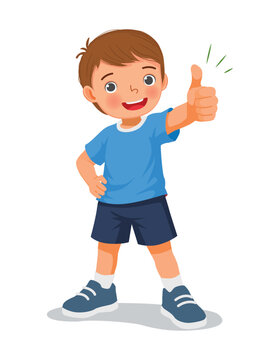 Little boy showing thumb up gesture
