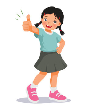 Little girl showing thumb up gesture
