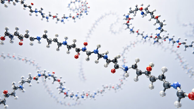 Molecular Structure on White Background | DNA and Chemical Bond Science Visualization | Biotechnology and Organic Chemistry Concept