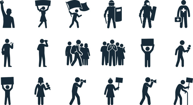 Set of protest and social demonstration icons.
