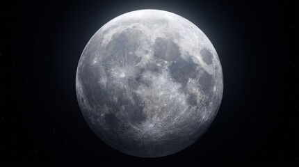 Fototapeta premium Realistic close up view of the moon surface in space with realistic full moon craters stars solar system outer space astrophysics