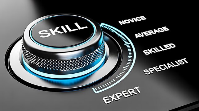 Skill level selector representing professional expertise and career development