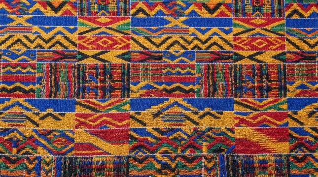 African pattern kente cloth textile seamless texture with colorful seamless mudcloth geometric ornamental decorative