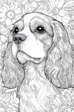 A Cute Baby Cocker Spaniel Mandala Animal Coloring Page Vector
