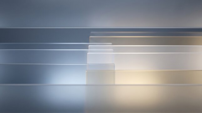 Abstract staggered horizontal layers with soft lighting and shadow, modern minimalist 3D texture background.