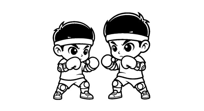 Cartoon boxers in fighting stance with gloves.
