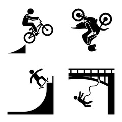 Obraz premium Extreme Sports Action Stick Figure Icons