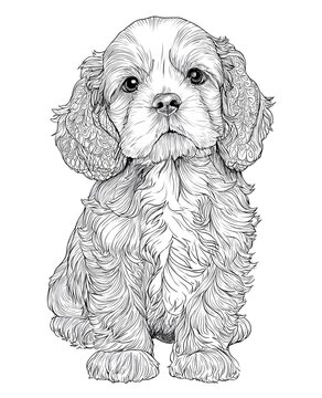 A Cute Baby Cocker Spaniel Mandala Animal Coloring Page Vector
