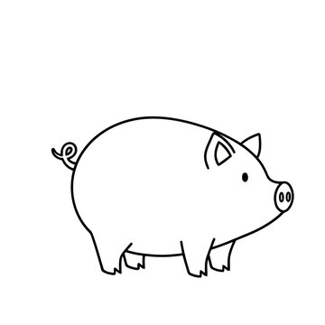 Simple line drawing of a pig
