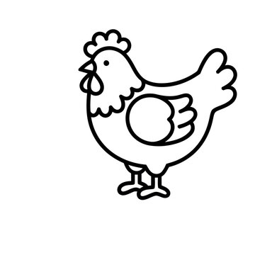 Simple line drawing of a chicken
