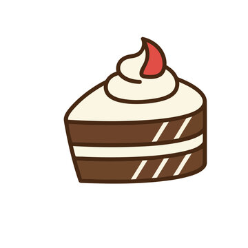 Slice of chocolate cake with cream and red topping