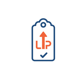 Up arrow and checkmark on tag icon