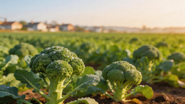 Broccoli plants in a field