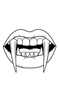 Vampire Lips With Fangs Illustration Transparent Background