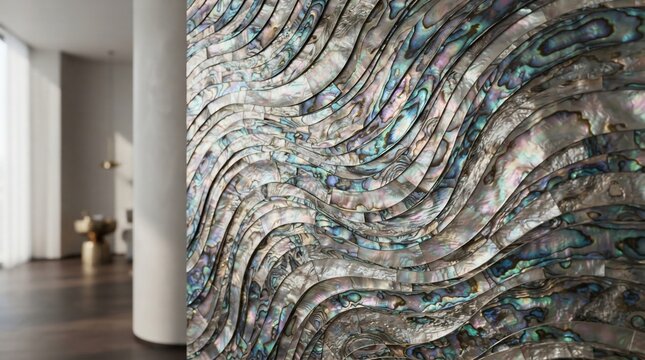 Abstract wavy mosaic texture close up with iridescent sheen