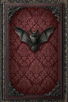 Eerie Gothic Bat Silhouette: Dark Ornate Vintage Wall Decor for Spooky Halloween Home Interior Design