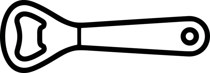 Minimalist line art icon of a handheld bottle opener tool. © Inova