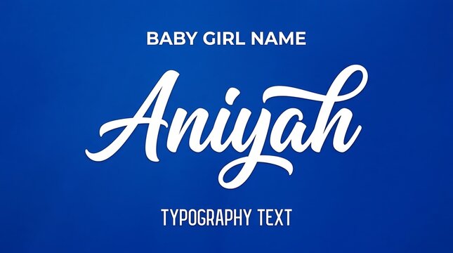 A vibrant blue banner displays the graceful cursive lettering for the name Aniyah which serves as an inspired choice for parents searching for a beautiful and meaningful title for their newborn