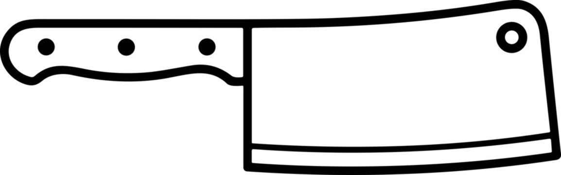 Minimalist line art illustration of a heavy kitchen meat cleaver.