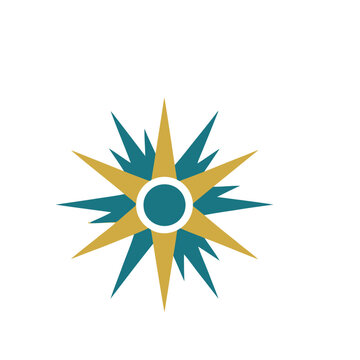 Abstract Starburst with Teal and Gold Colors