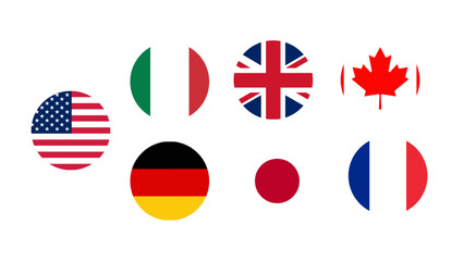 Set of round national country flag icons representing different nations of the world Vector © azad