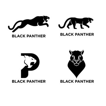 Black Panther Logo Design Set Vector Illustration