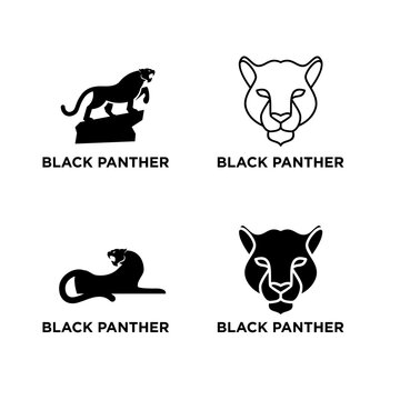 Modern black panther logo designs collection featuring minimalist line art and powerful silhouette emblems, ideal for branding, sports, and identity concepts.