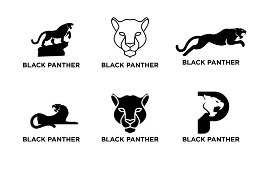 Collection of Black Panther Logos Vector Set. Modern Animal Mascot Designs and Icons for Branding, Sports Teams, and Aggressive Concepts.