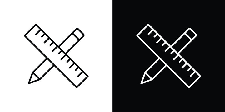 Pencil and ruler icon minimal logos pack. EPS10