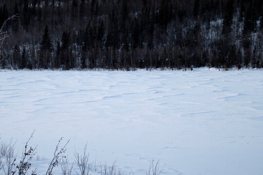 Snow covered lake in Alaska