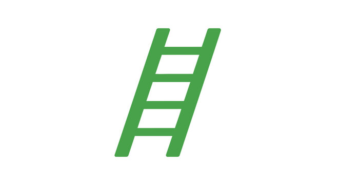 Green ladder with three rungs high.