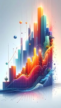 Vibrant 3D graph with colorful bars.