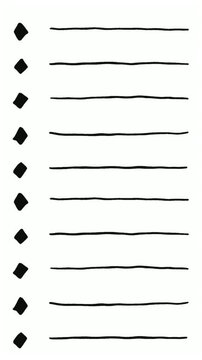 Hand drawn animated bullet point list features wiggling lines and diamond shapes
