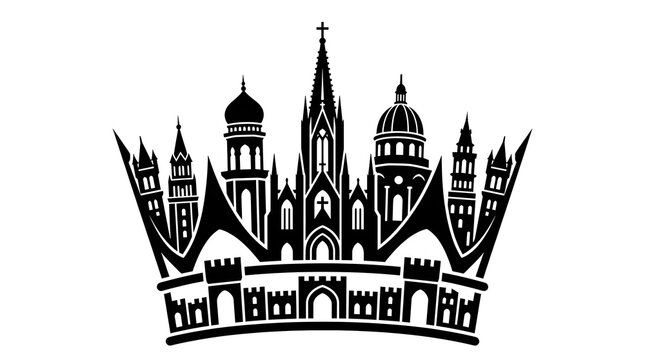 Budapest skyline silhouette with castle walls vector illustration