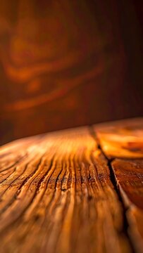 Wooden surface with warm lighting effects.