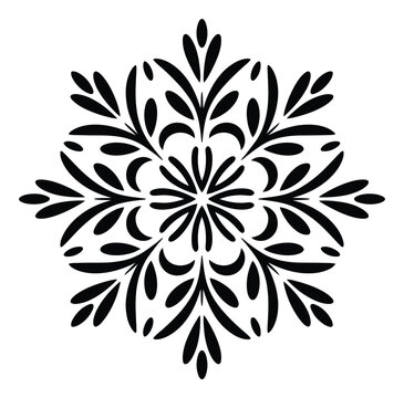 装飾的な花柄マンダラ風の白黒雪の結晶