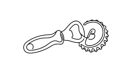 Obraz premium Continuous Line Drawing of a Pasta Cutter and Bottle Opener Tool