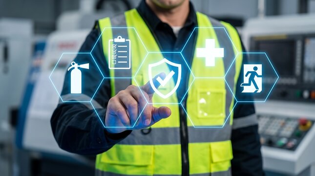 Workplace Safety Concept with Safety Icon and First Aid Protection