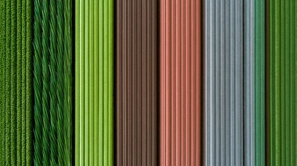Obraz premium Close-up view of parallel textured columns in various green, brown, and grey shades, abstract background