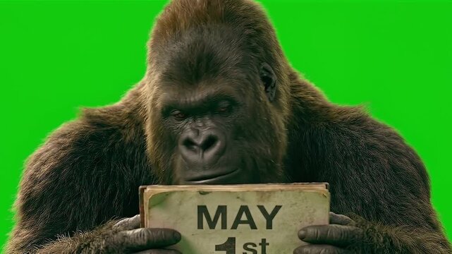 Gorilla Checking Calendar, Reacting with Annoyed Disappointment and Deadpan Stare.
