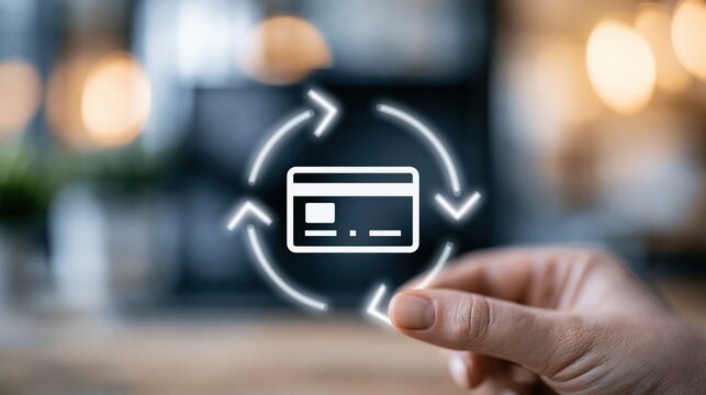 Seamless Digital Payment System with Credit Card Icon and Circular Arrows symbolizing transaction flow
