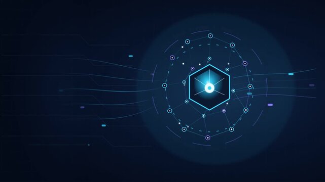 Futuristic AI neural network processing data seamless loop