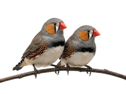 Zebra Finches on White Background