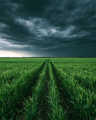 Obraz premium Storm cloud gathering above an agricultural field