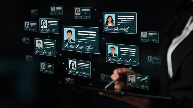 Digital Identity Verification Concept with Multiple User Profiles Displayed on a Screen, Business Technology, Cybersecurity, and Data Management Idea Sigmoid