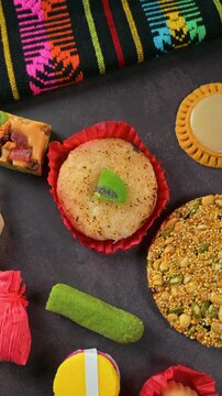 Variety of authentic Mexican traditional desserts including palanqueta, alegria and cocada