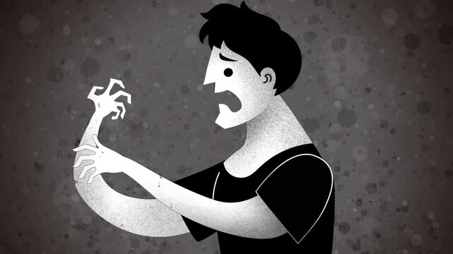 man with alien hand syndrome unable to control his own hand